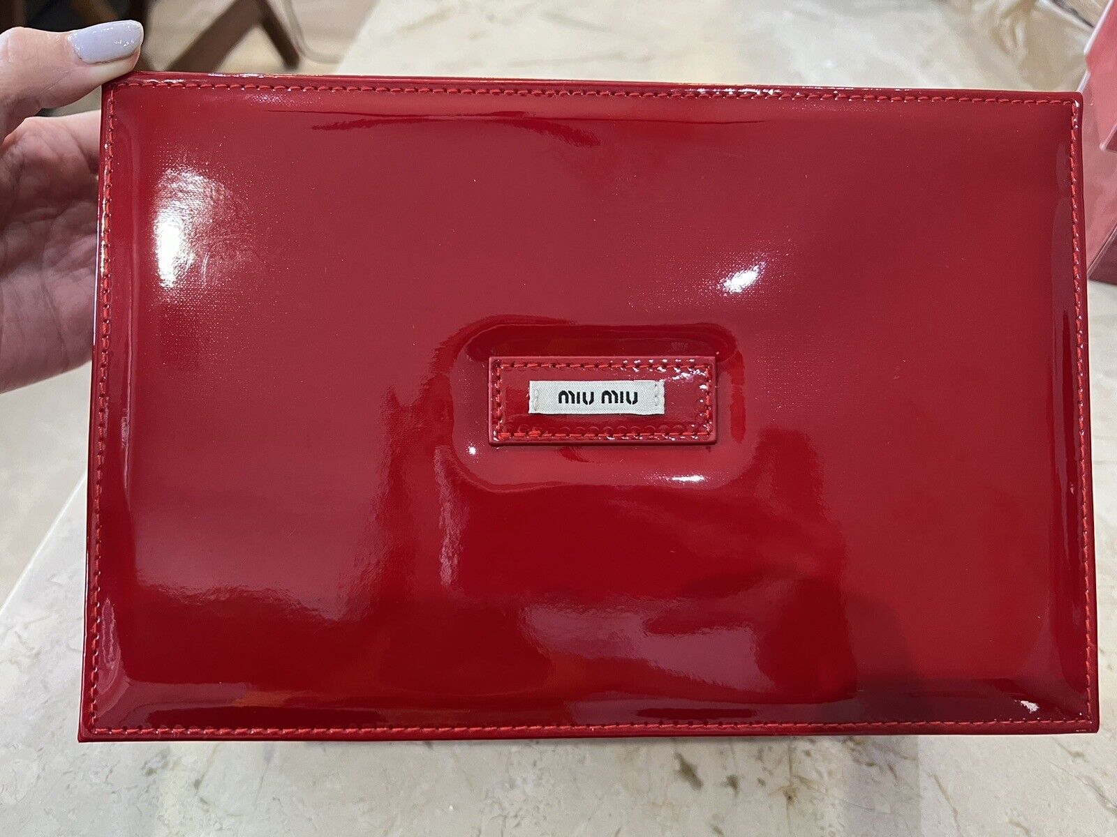 Miu Miu Red Patent / Faux Leather Gift / New Empty Storage Box 9.5\