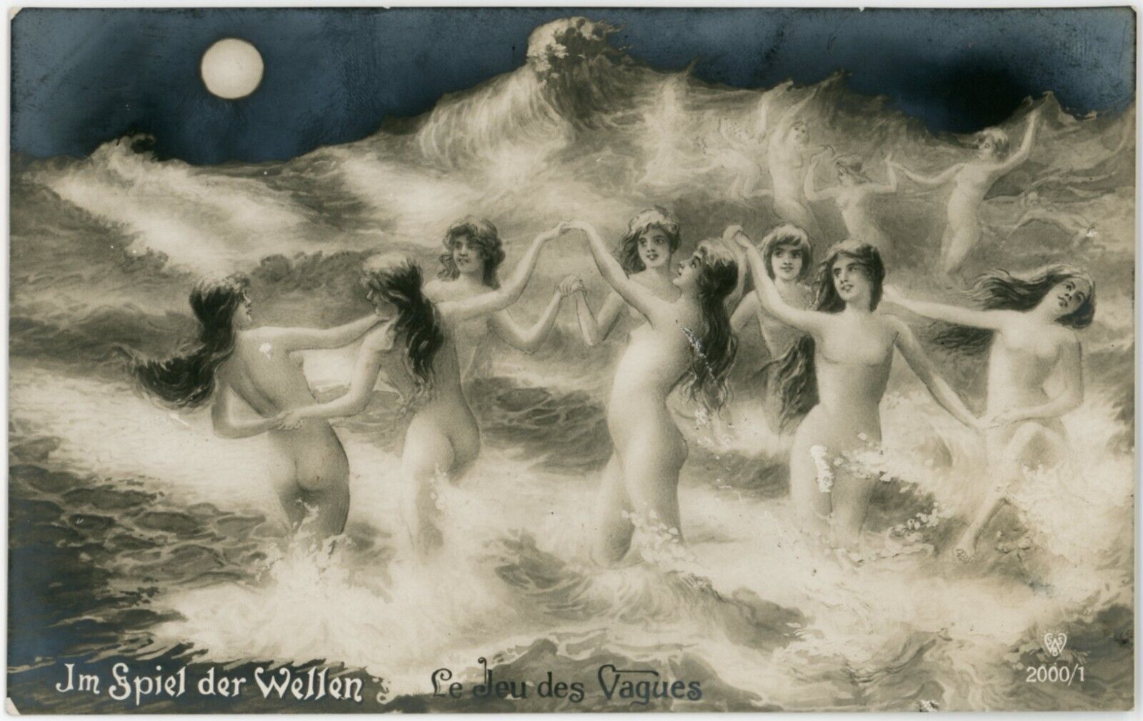 Fantasy Postcard Water Nymphs France Original Edwardian Art Postcard 1913