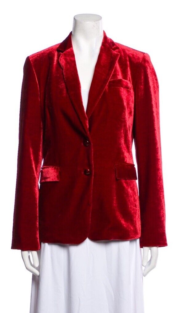 Etro Burgundy Red Women’s Velvet Silk Blazer Paisley Size Medium US8 IT44 UK12