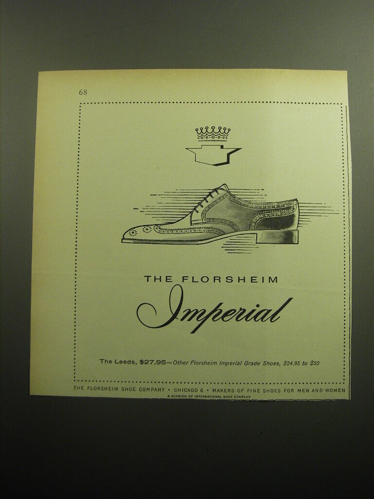1958 Florsheim Imperial Leeds Shoes Advertisement