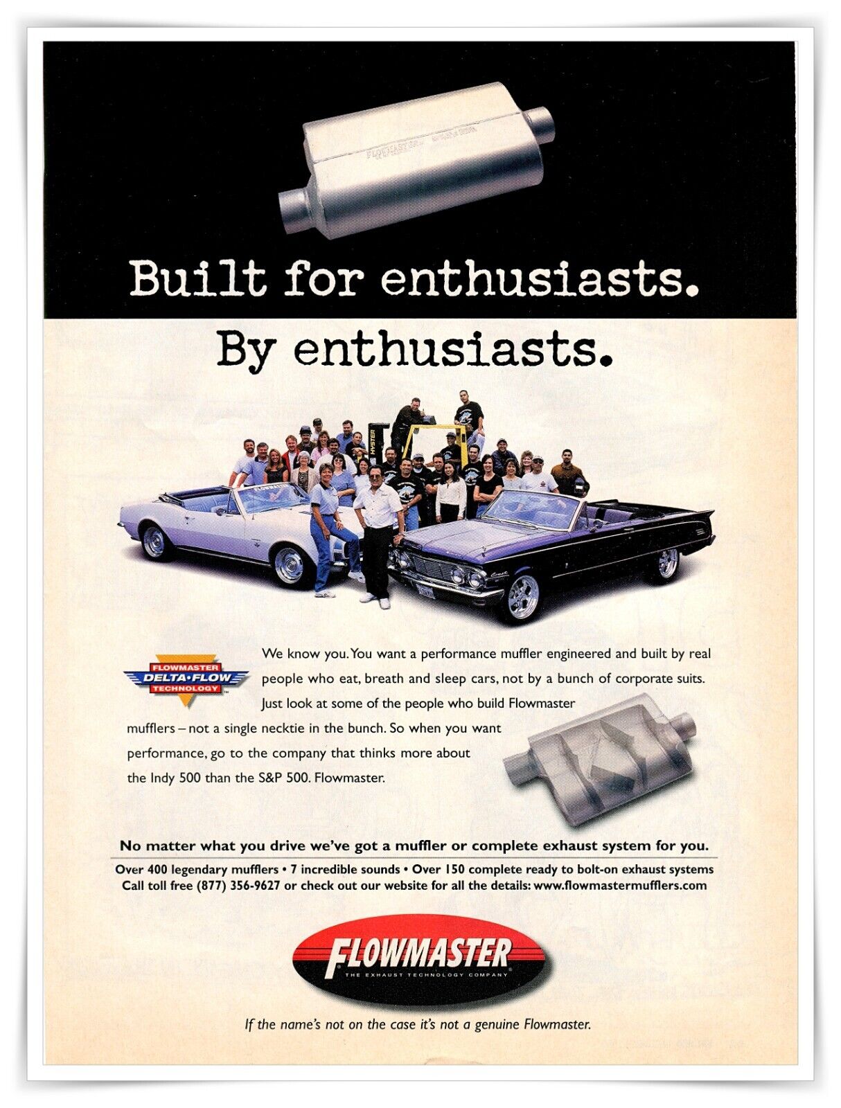 Flowmaster Mufflers Built for Enthusiasts Vintage 2000 Full Page Magazine Ad