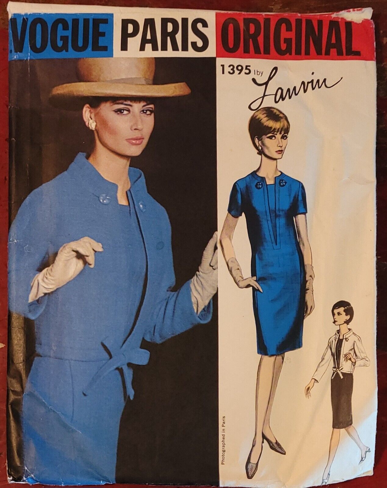 Vintage 1964 VOGUE PARIS ORIGINAL 1395 Dress & Jacket by LANVIN Size 10 Complete