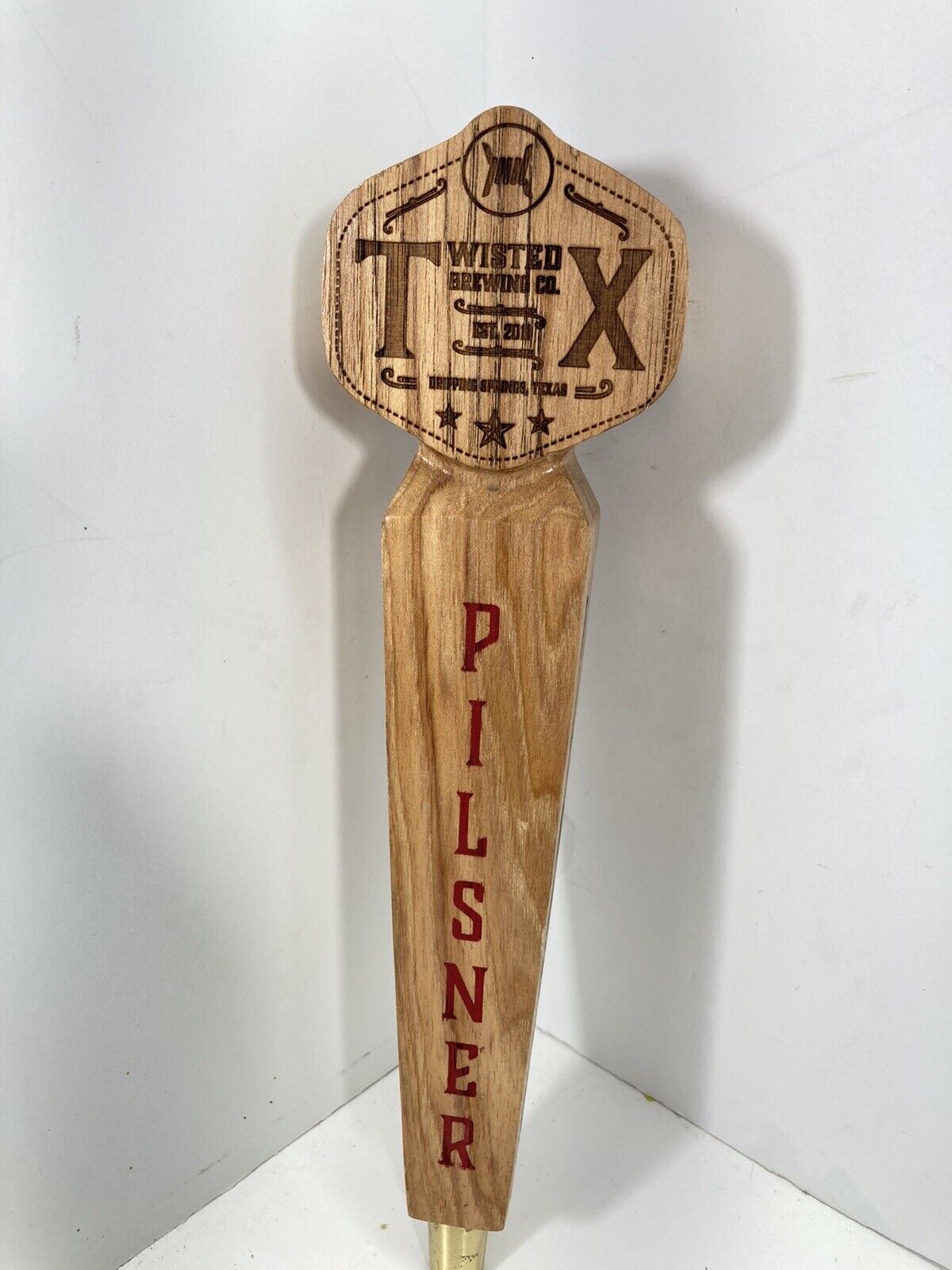 Twisted X Brewing Co Beer Tap Handle Wooden Pitmaster Pilsner 12 Inch Texas