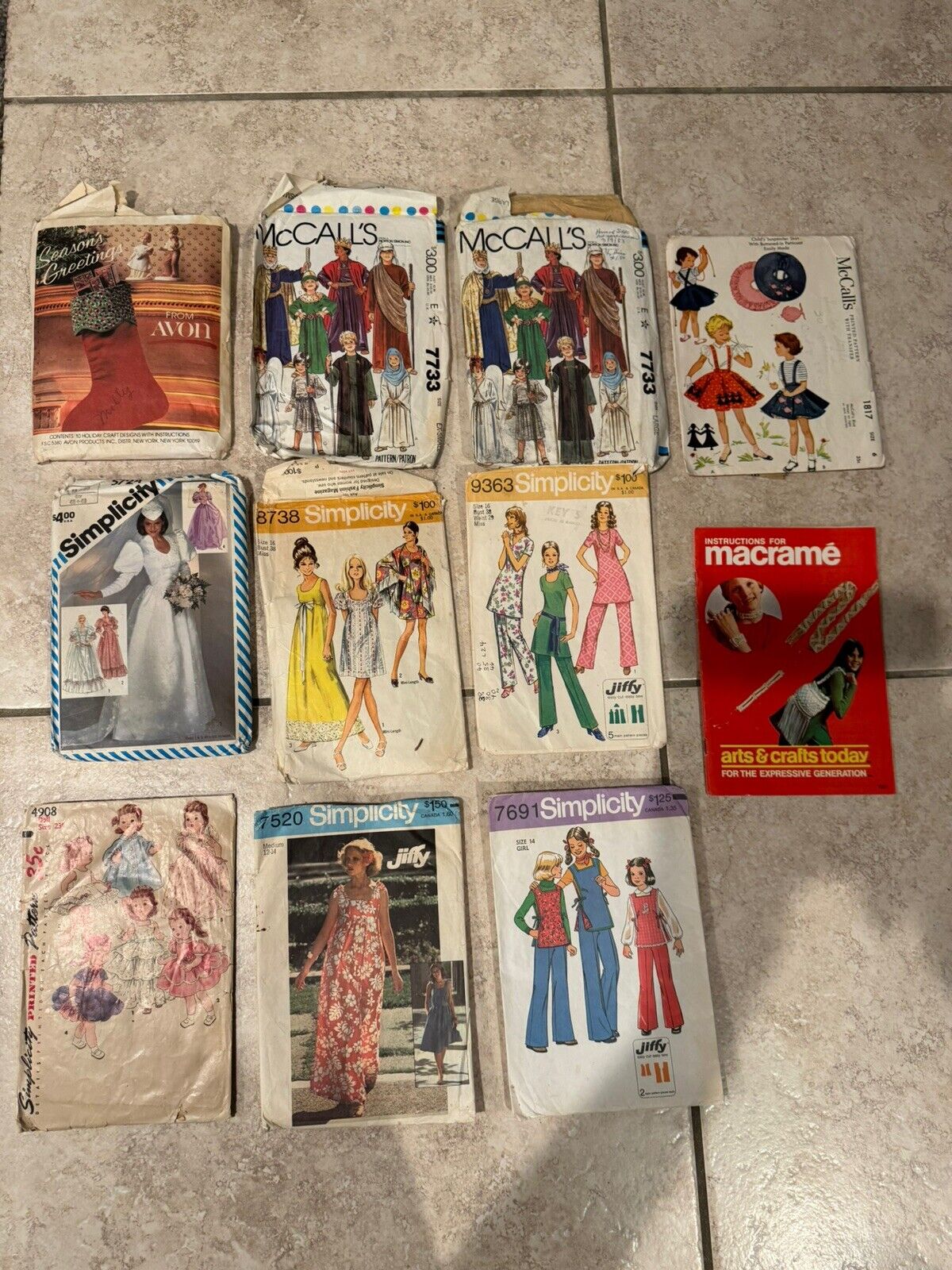 Vintage Lot Sewing Patterns McCall's, Simplicity, Avon Christmas Macrame