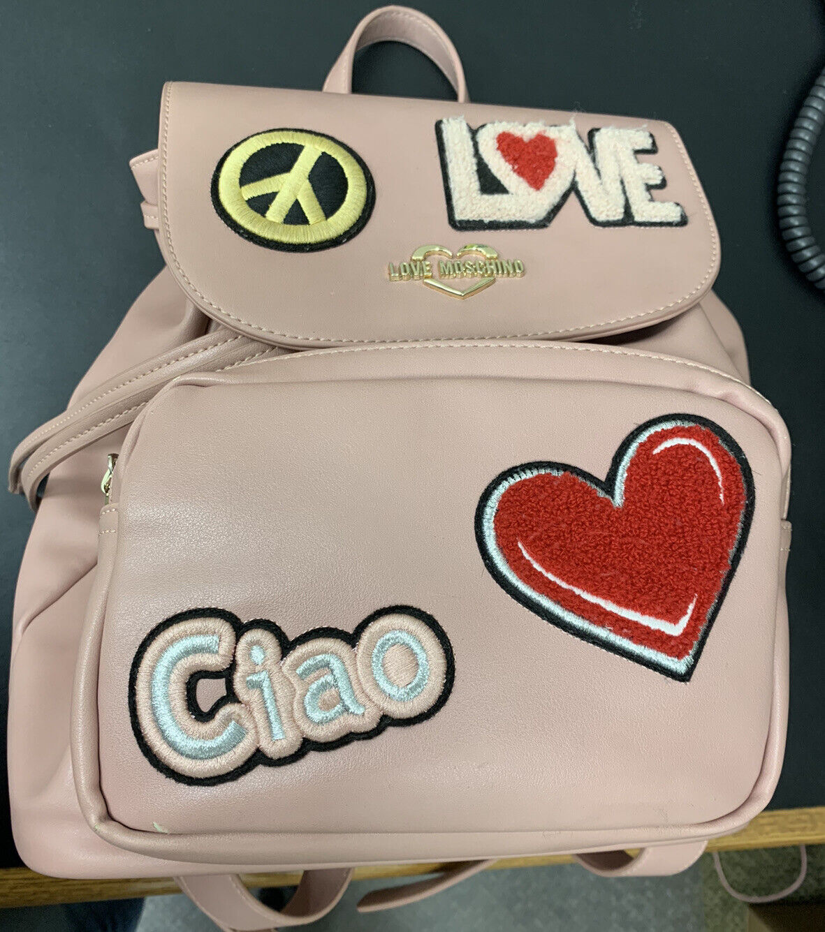 love moschino bag backpack Ciao Patches