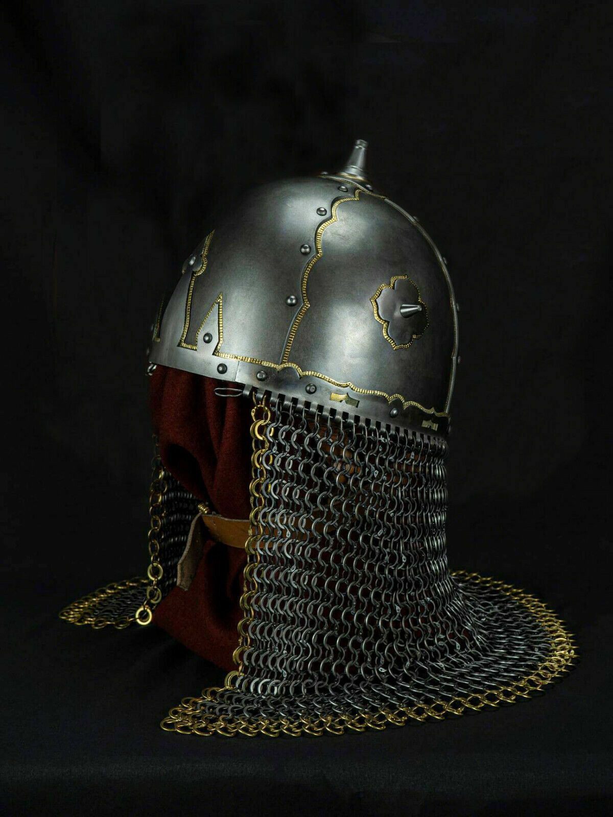 16 Gauge M.S Early Medieval Russian Helmet / Knight Helmet With FRSR Aventail