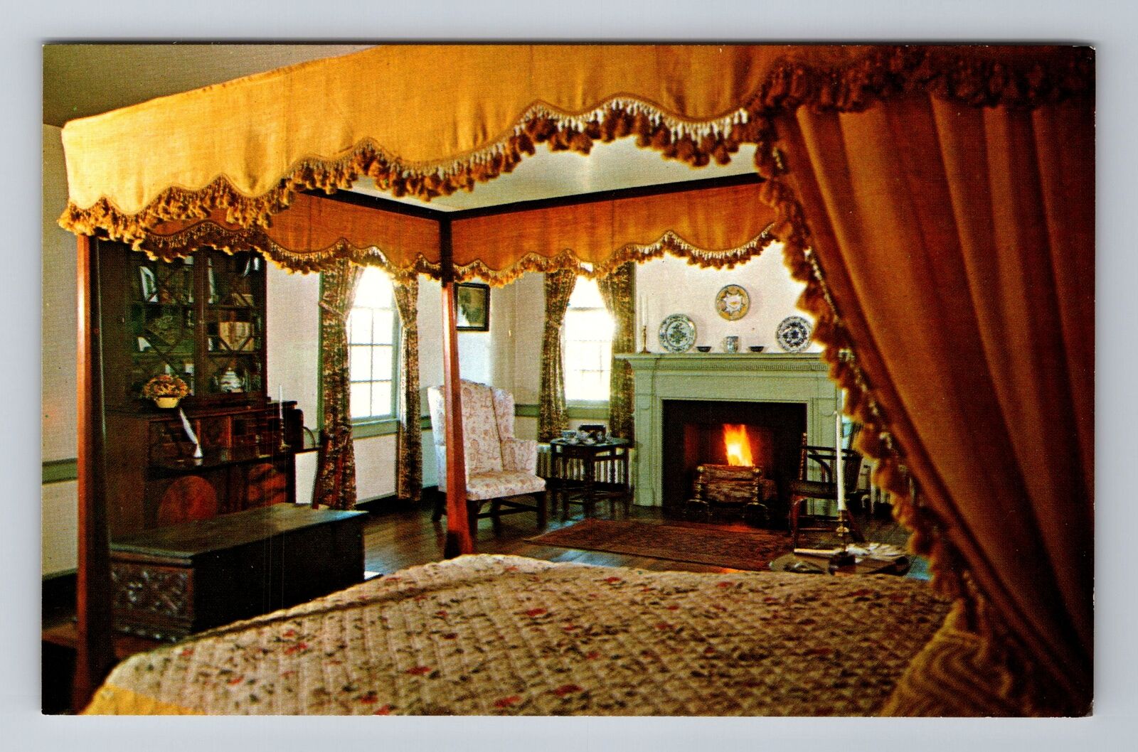 Fredericksburg VA-Virginia, Mary Washington House Bedroom Vintage Postcard