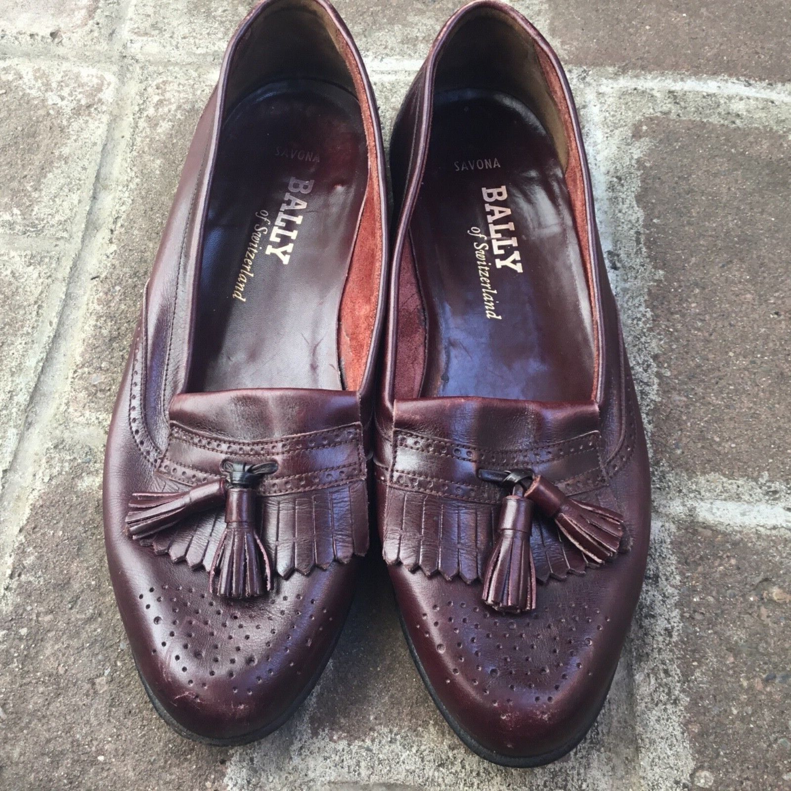 BALLY Mens Kiltie Dress Loafer Shoes “Savona” Brown Leather Slip-On Tassel 10.5M