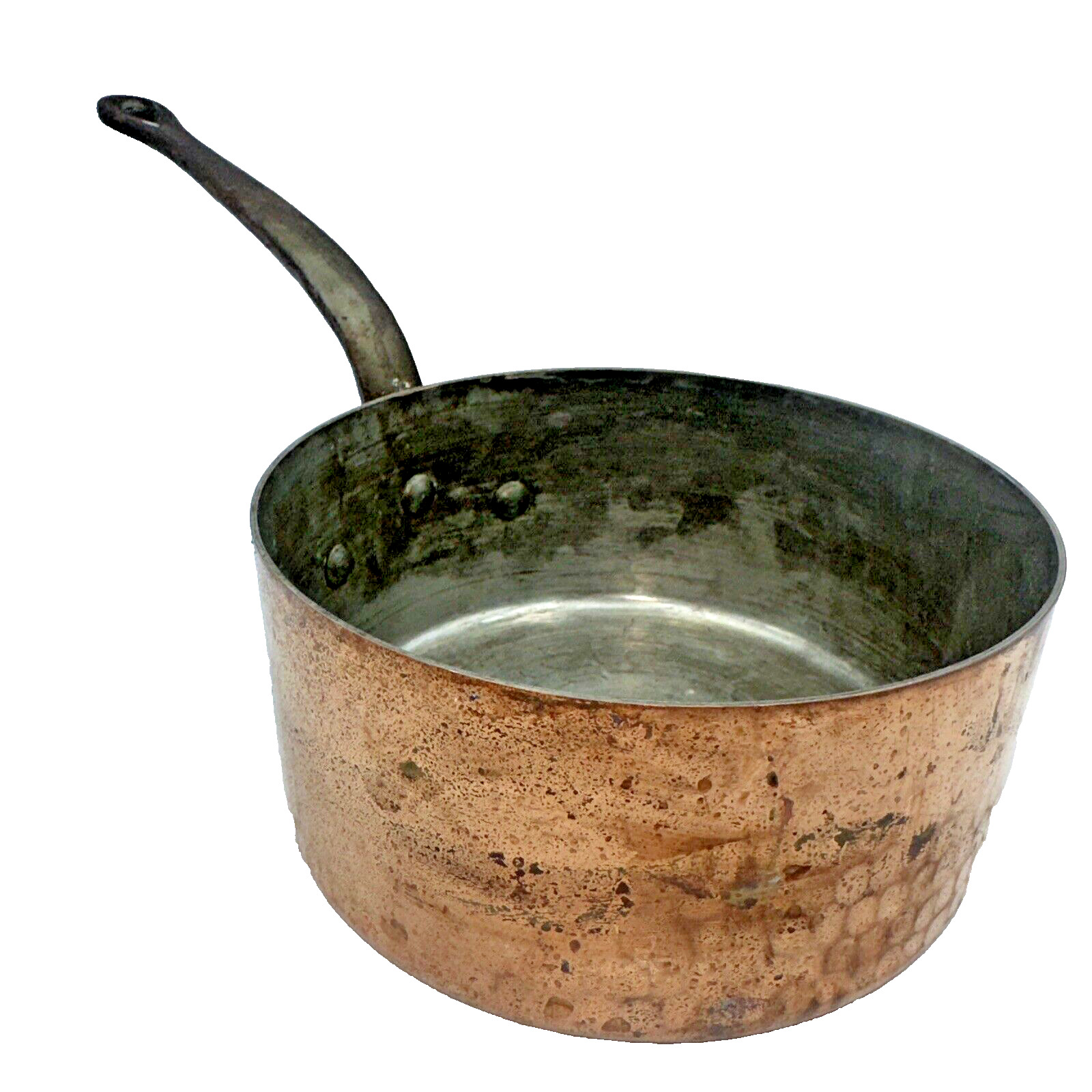 Vintage Sauce Pan Pot Hammered Cast Iron Handle France Heavy #2
