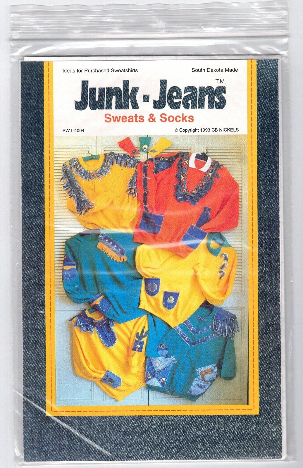 VTG UNCUT 1993 SEWING CRAFTS PATTERN 4004 USE  Junk Jeans Decorate Sweatshirts