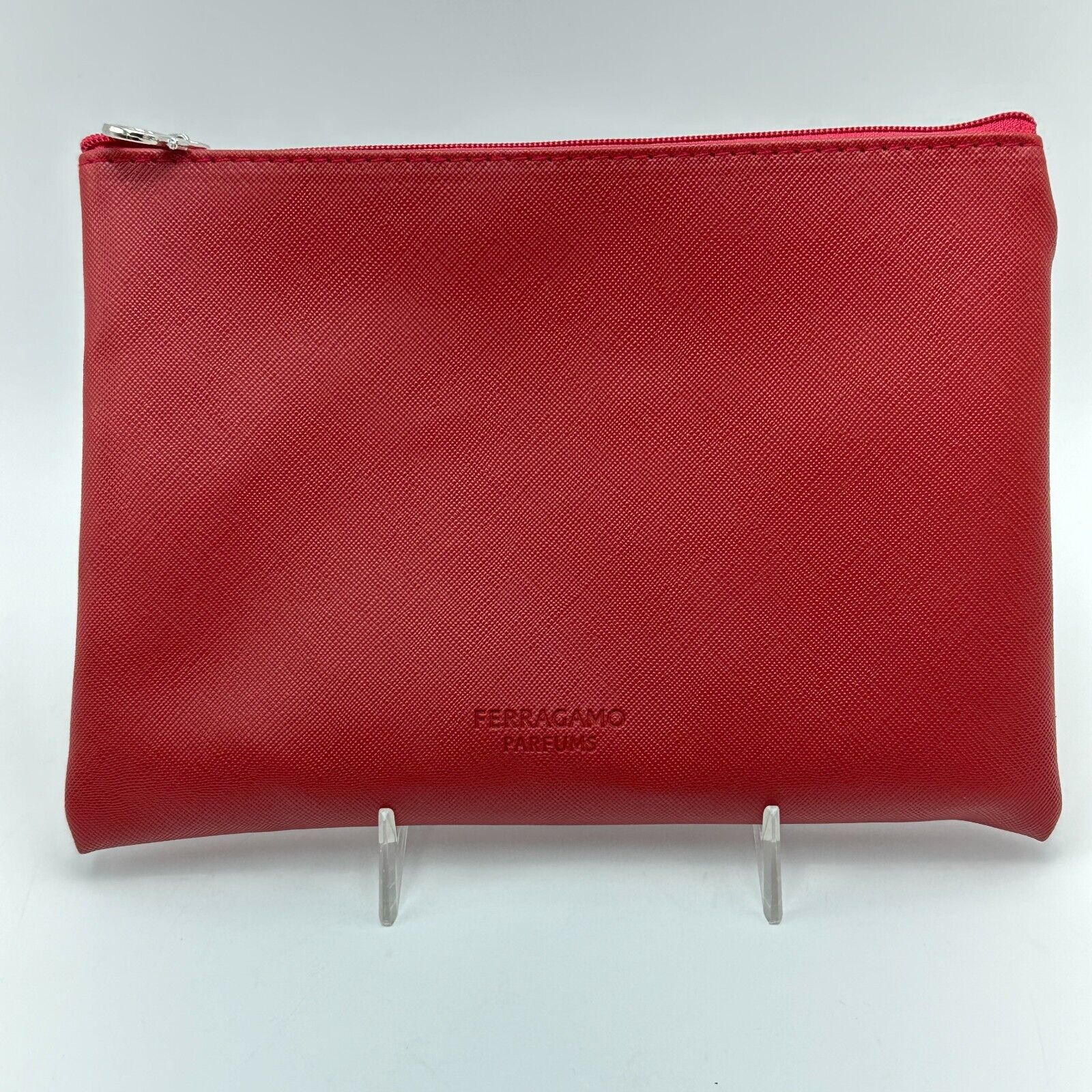 Salvatore Ferragamo Turkish Airlines Amenity Zippered Bag Red Pouch Travel 8x6