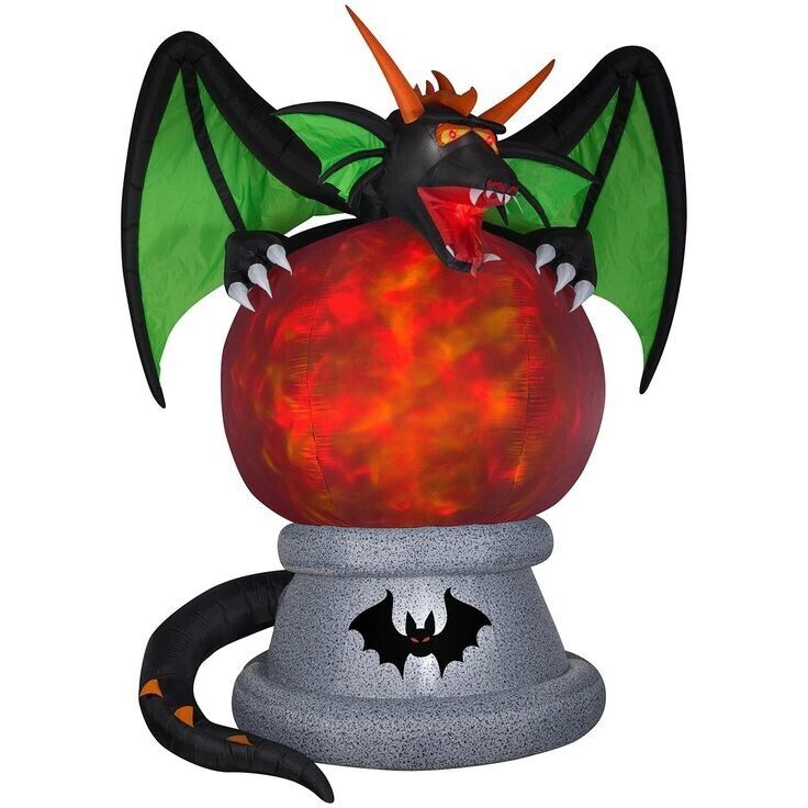 Rare Gemmy Haloween Fire And Ice Animated Dragon Globe 10’ Air blown Inflatable