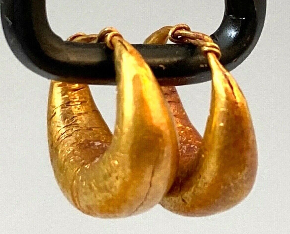 ANCIENT ROMAN-BYZANTINE GOLD HOOP EARRINGS VERY NICE PAIR