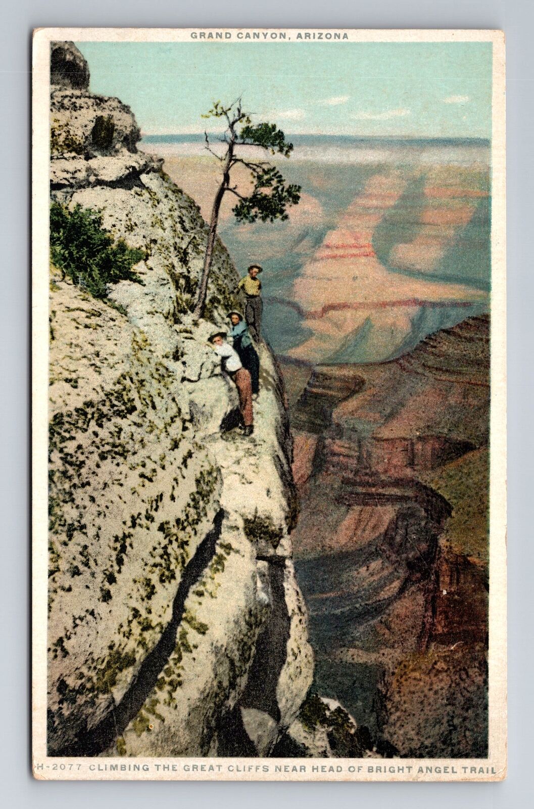 Grand Canyon AZ-Arizona, Great Cliffs at Bright Angel Trail, Vintage Postcard