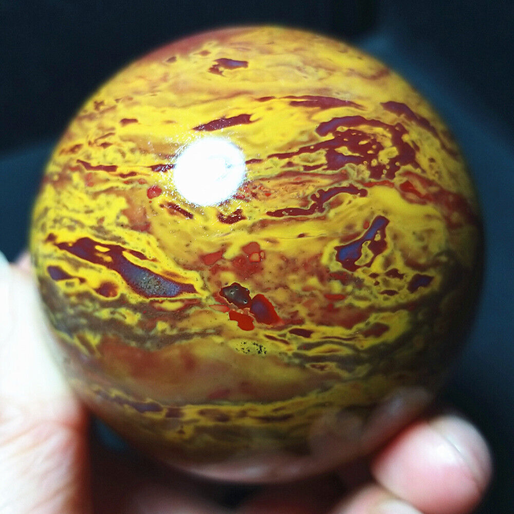 TOP 322.7G 60mm Natural Colorful Agate Crystal Quartz Sphere Ball Healing B304