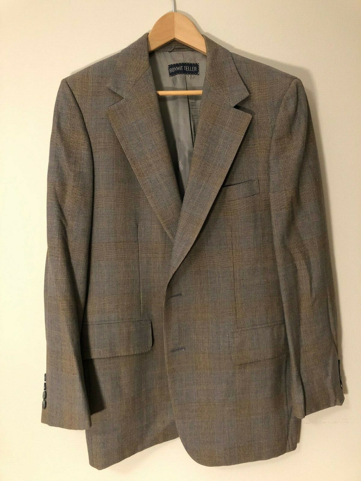 Lanvin Gray Orance 3 piece suit glenplaid mens dress 40R