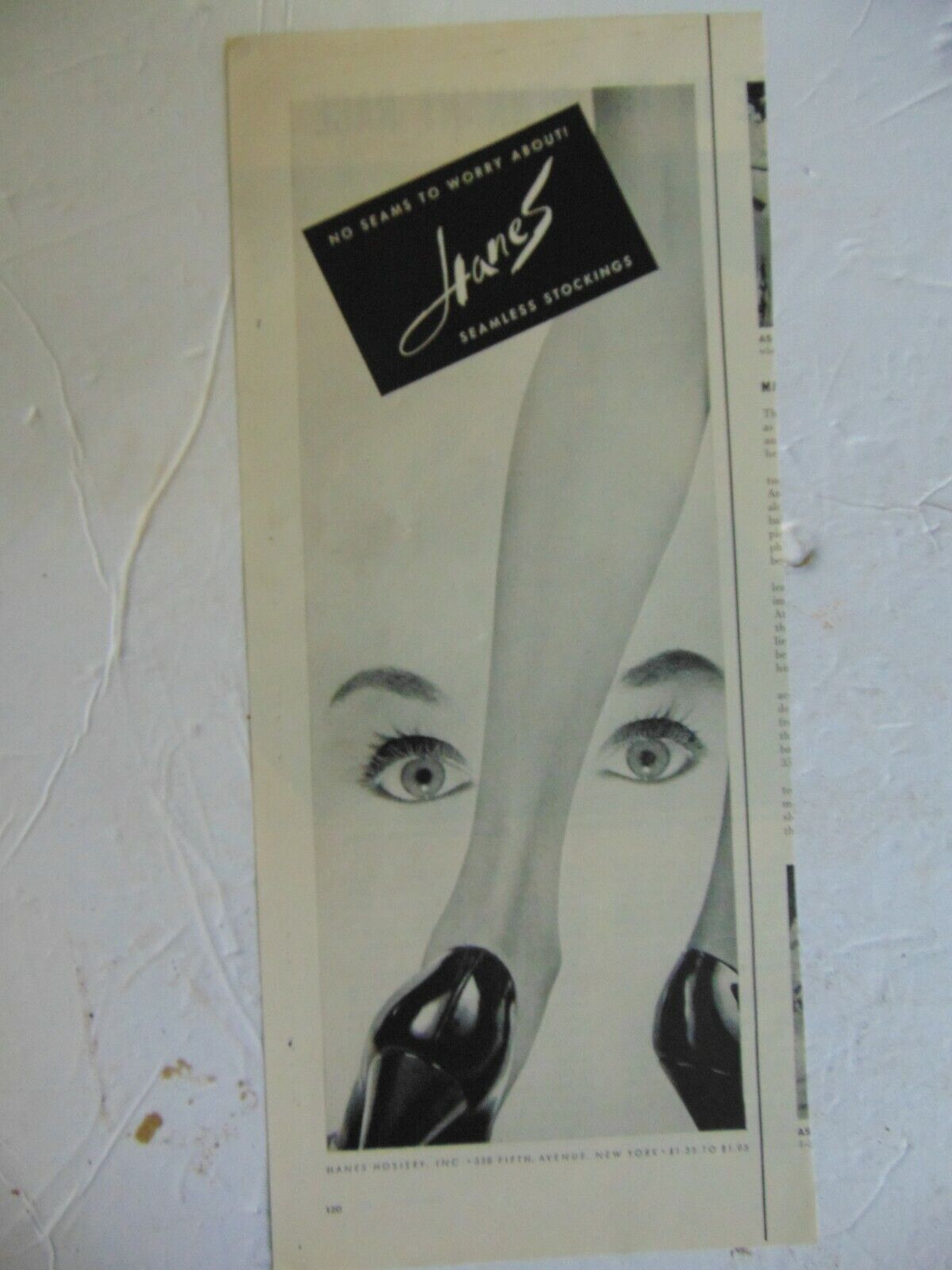 1956 HANES SEAMLESS STOCKINGS vintage art print ad