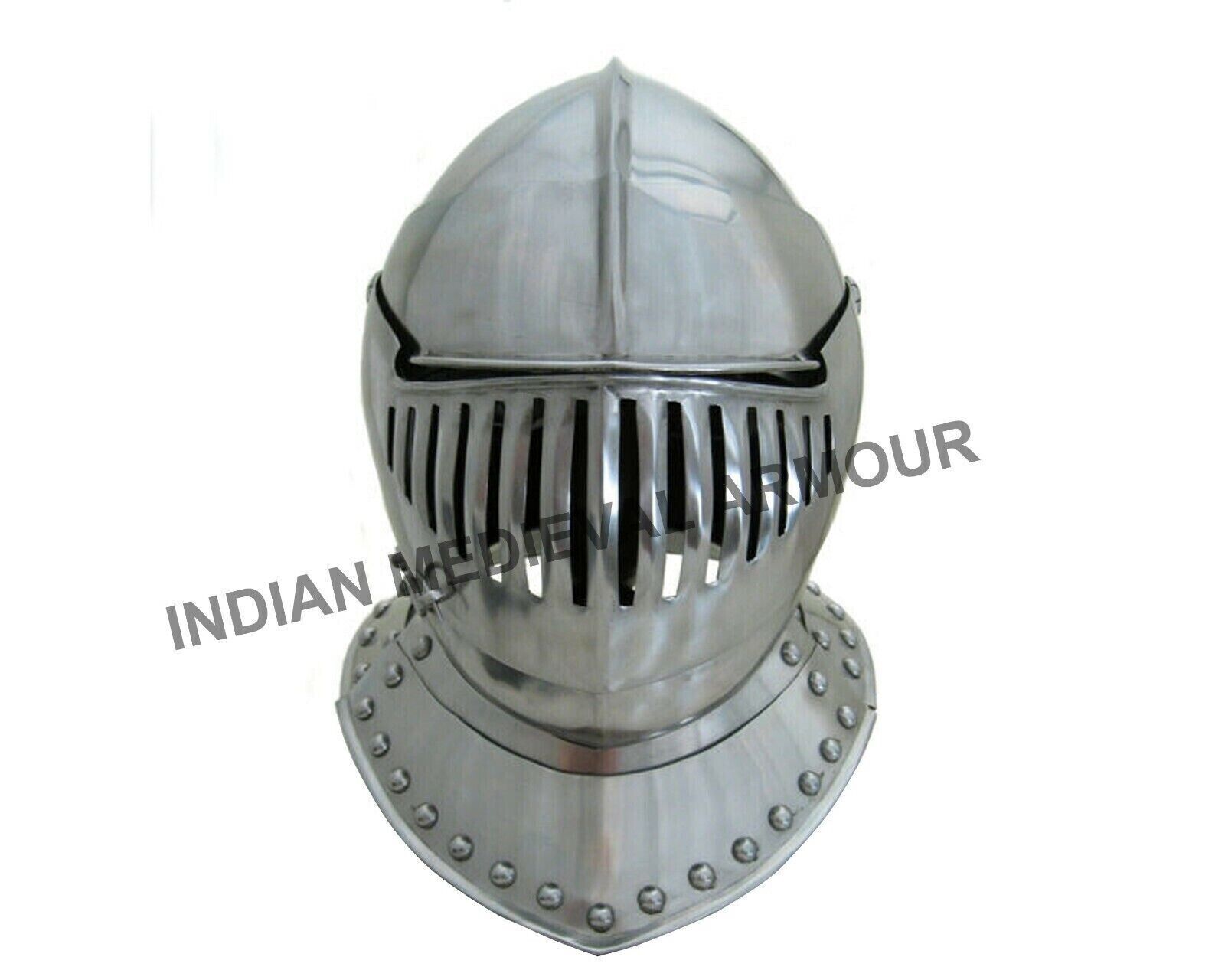 Medieval Knight Close Helmet 18 Gauge Medieval Tournament Costume Helmet HANDMAD
