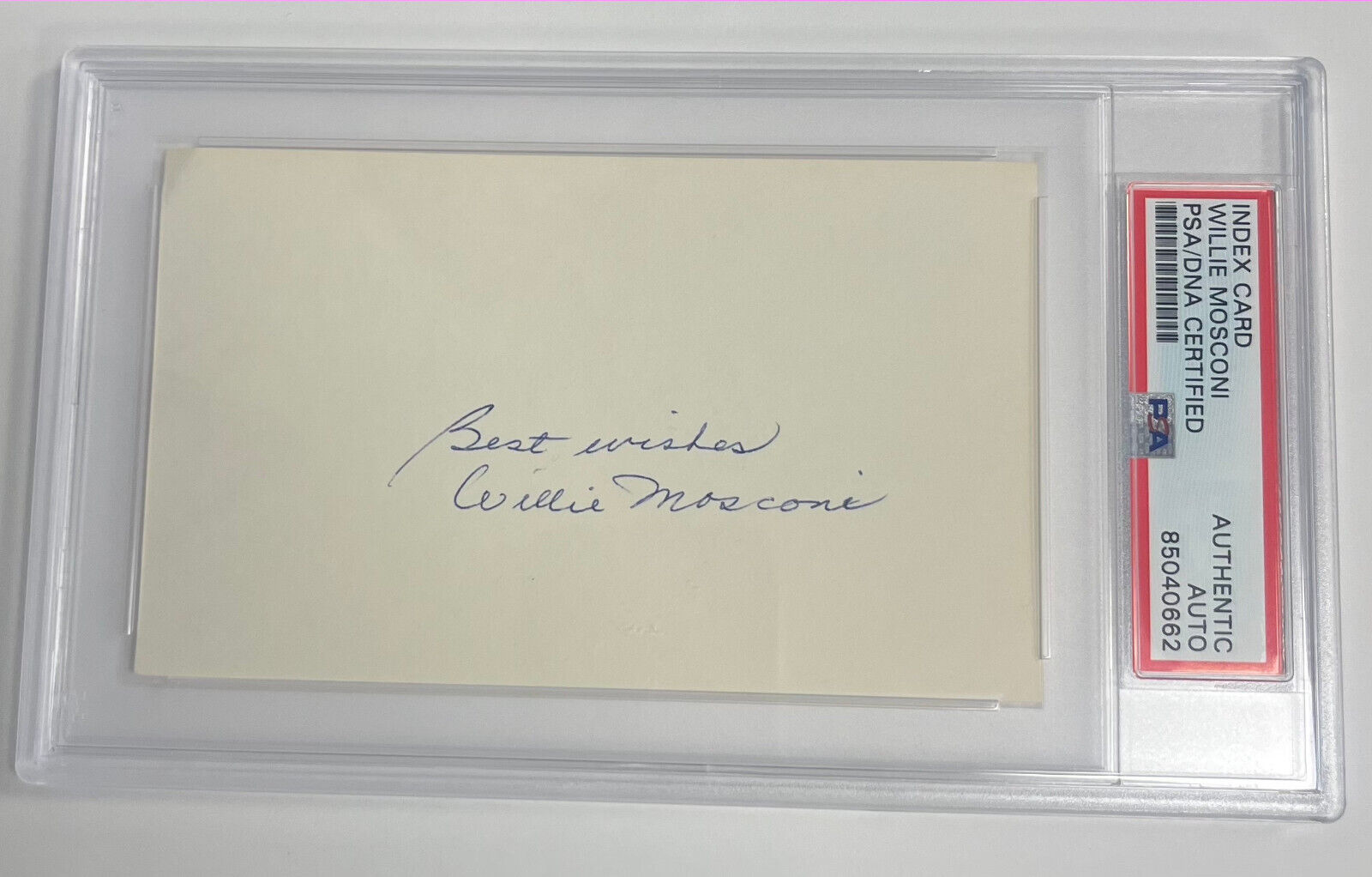 Willie Mosconi signed 3x5 card PSA encapsulated