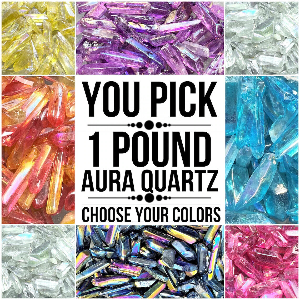 1 Lb Aura Quartz Raw Crystal Points (You Pick) Bulk  Wholesale 16oz