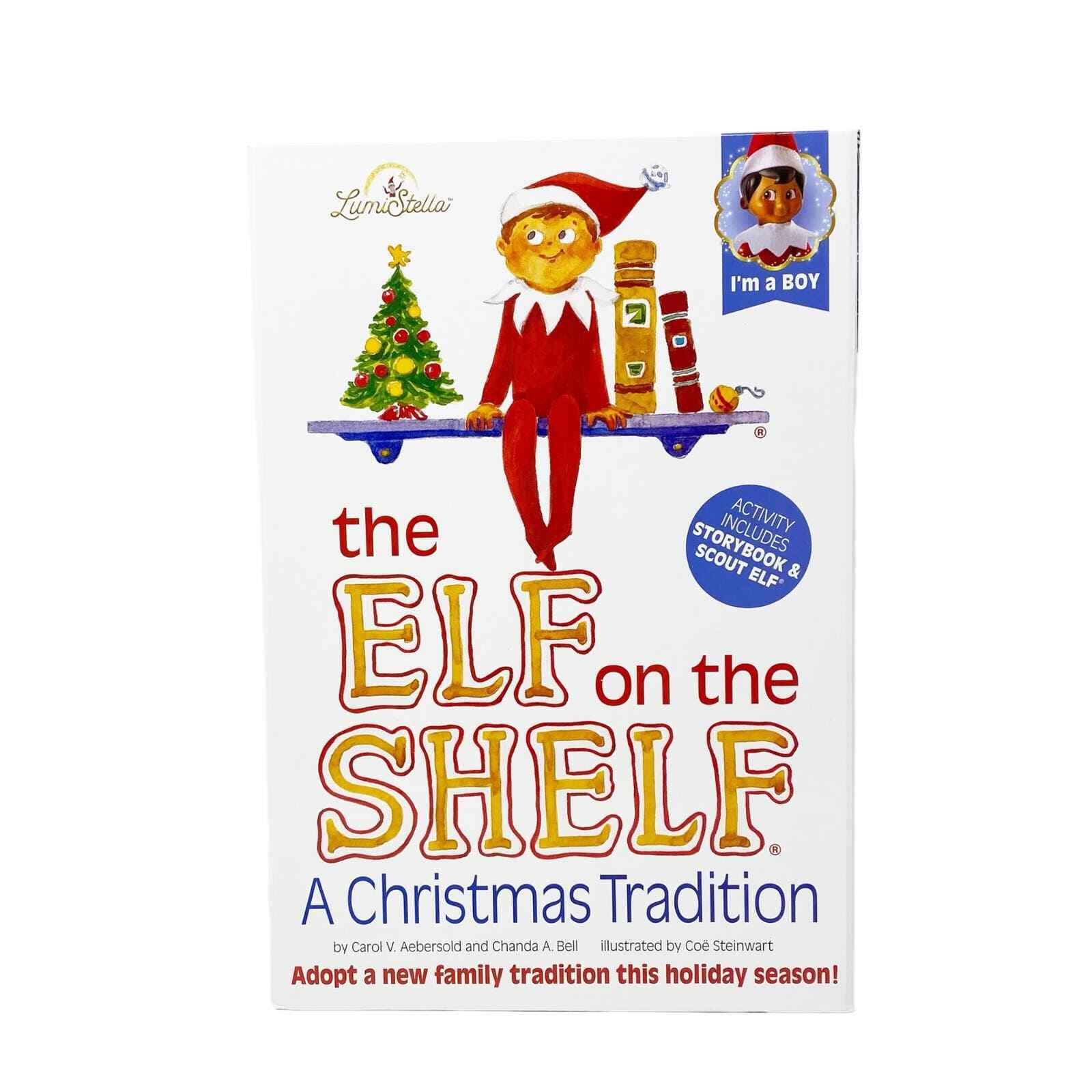 NEW The Elf on the Shelf Tradition Scout + Storybook Boy Dark Brown Eyes
