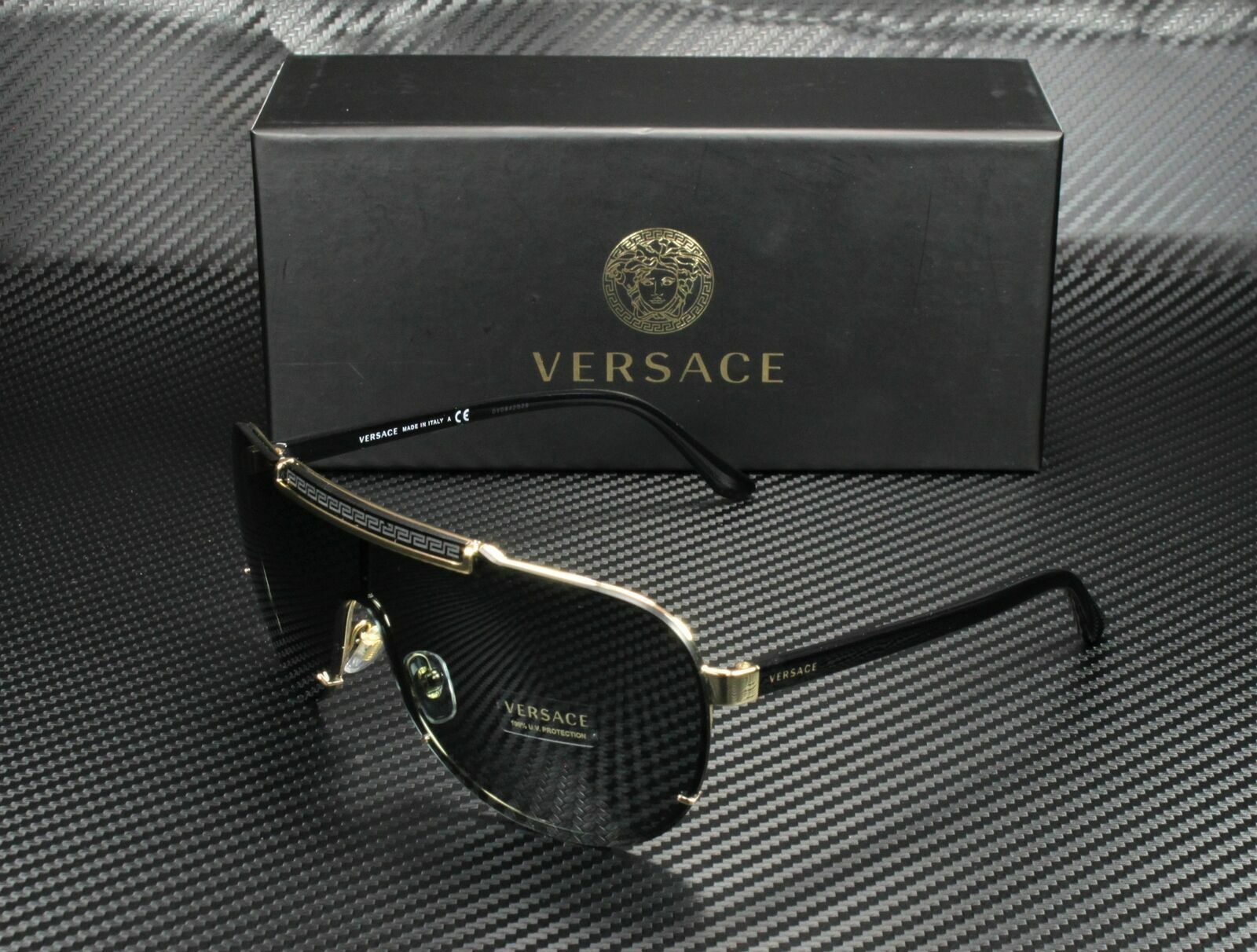VERSACE VE2140 100287 Black Dark Grey Men\'s Sunglasses 40 mm