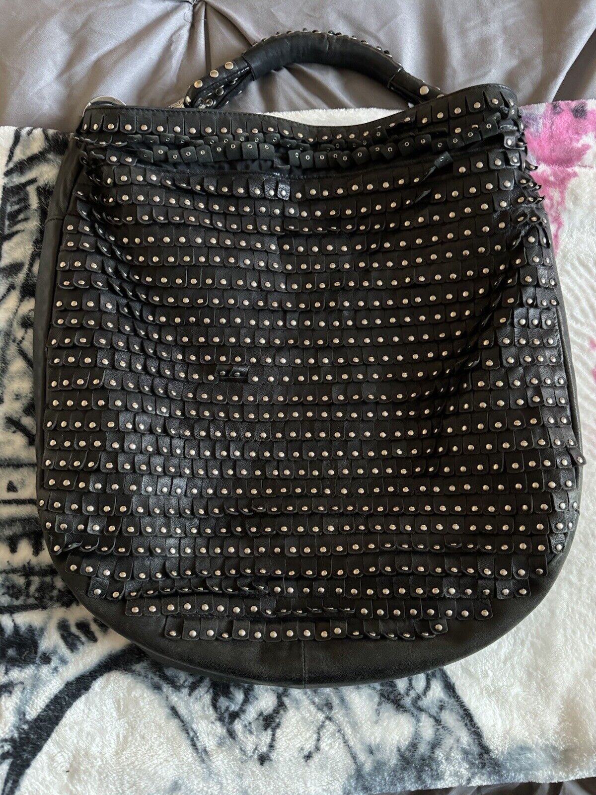 Black Leather Studded Handbag Jimmy Choo