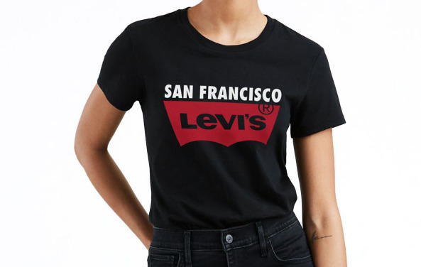 Women\'s Levi\'s Crew Neck Short Sleeve T-Shirt, Size: L, Black   ()