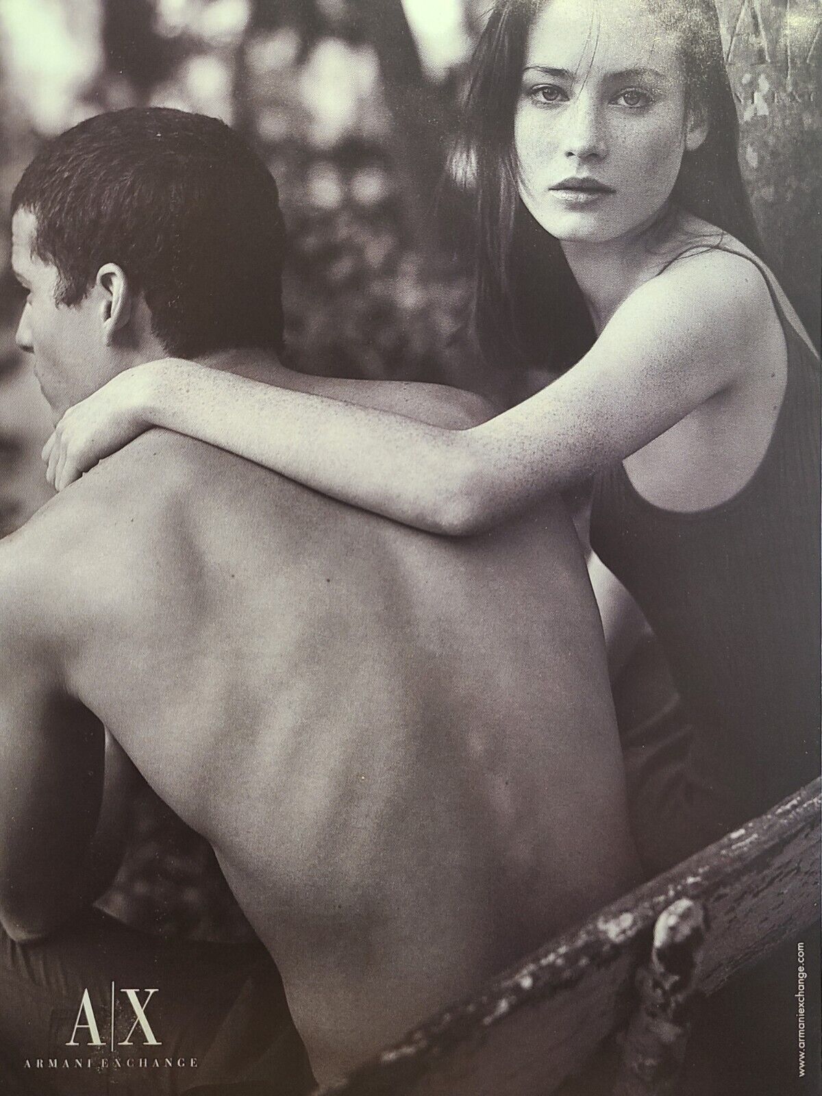 Armani Exchange Models Young Couple Outdoors Vintage Print Ad 1999