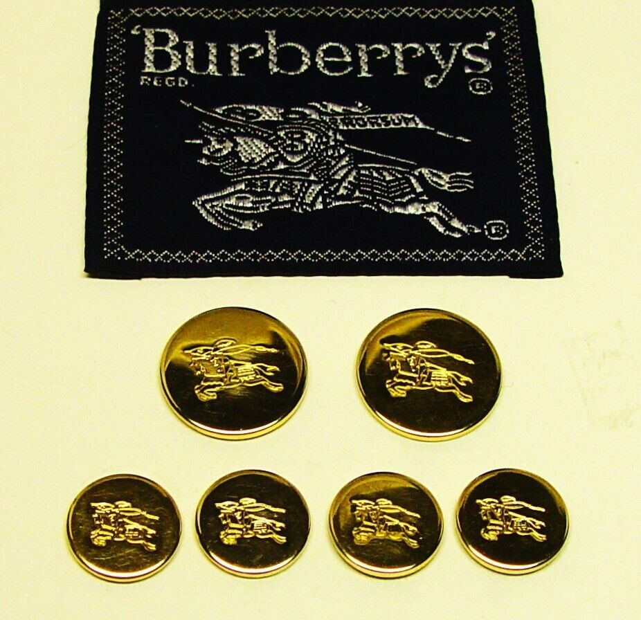 BURBERRYS replacement buttons 6 gold tone metal icon buttons Good Used Condition