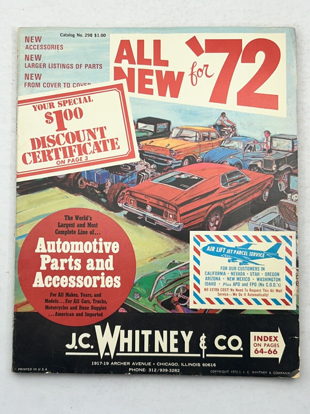 Vintage 1972 J. C. Whitney Automotive Parts & Accessories Catalog #298 - Cars VW