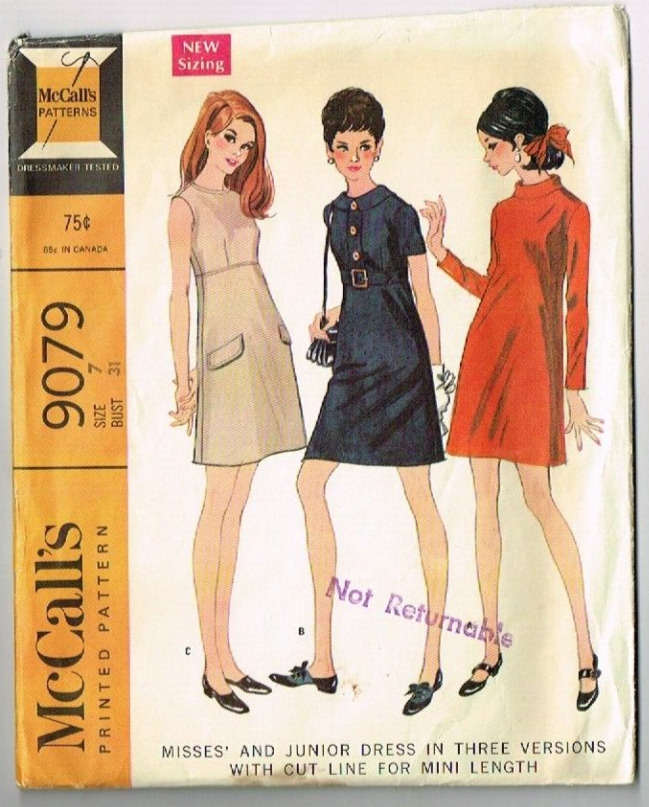 High Waisted Dress Pattern McCalls 9079 Size 7 Junior 1960's Vintage CC