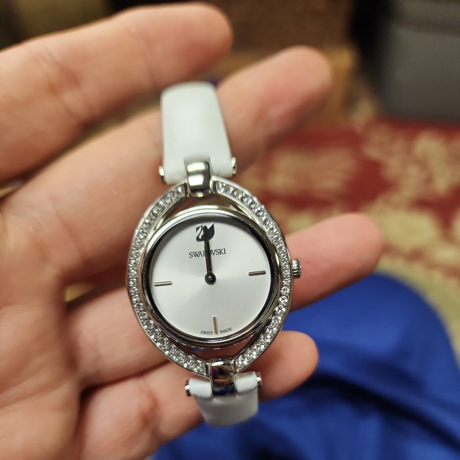 Swarovski Authentic Stella Leather Strap White Watch 