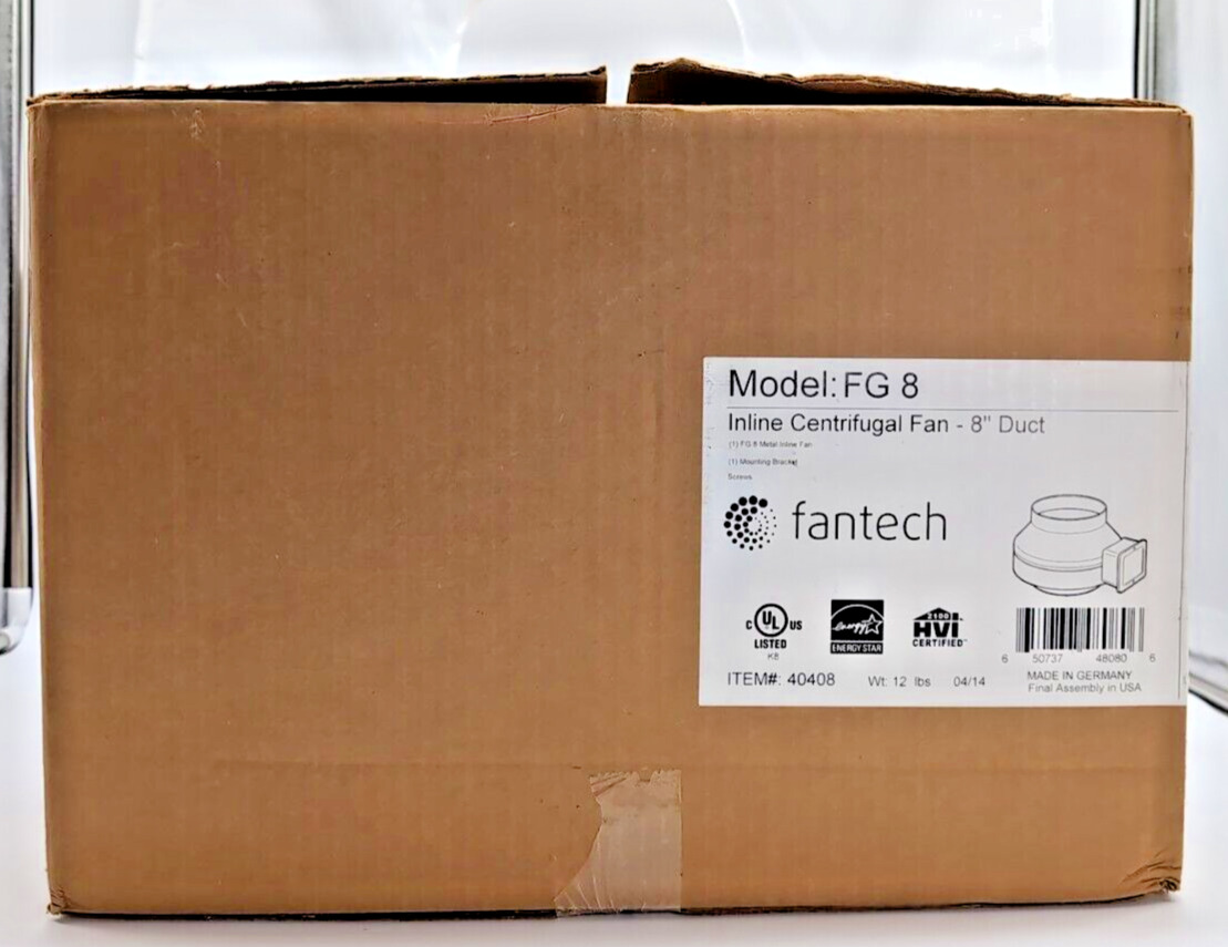 Fantech FG 8  8in. Inline Centrifugal Duct Fan  Open Box