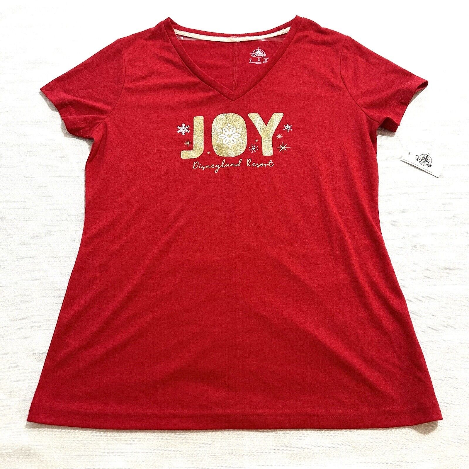 Disneyland Resort “JOY” Shirt Women’s Size Small Red Top NWT