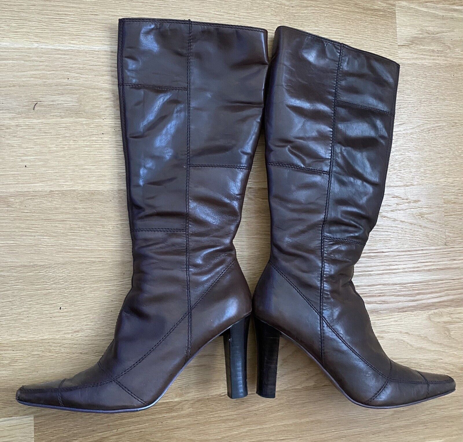 BANDOLINO~Wilhelmina~Brown Leather Tall Boots~Women’s 7.5M~High Heel~Full Zip