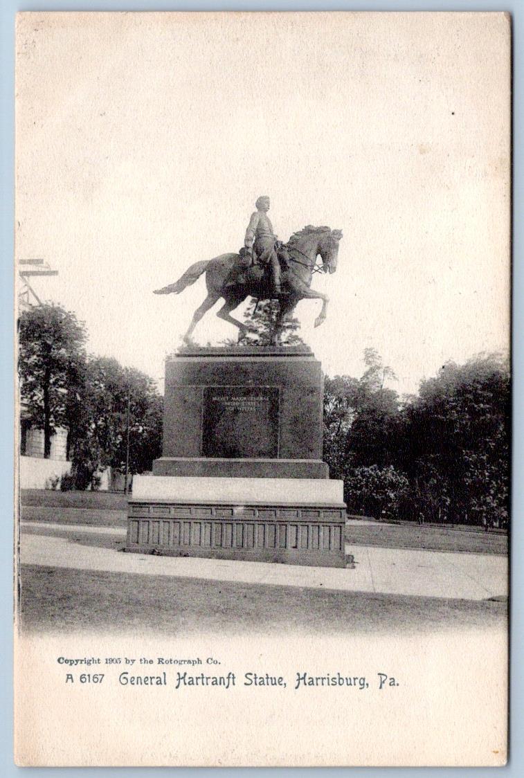 1905 GENERAL HARTRANFT STATUE HARRISBURG PA ROTOGRAPH ANTIQUE POSTCARD