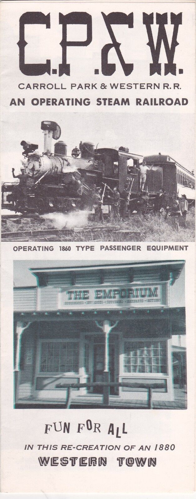 1970\'s Carroll Park & Western Steam Railroad Bloomsburg Pennsylvania Brochure