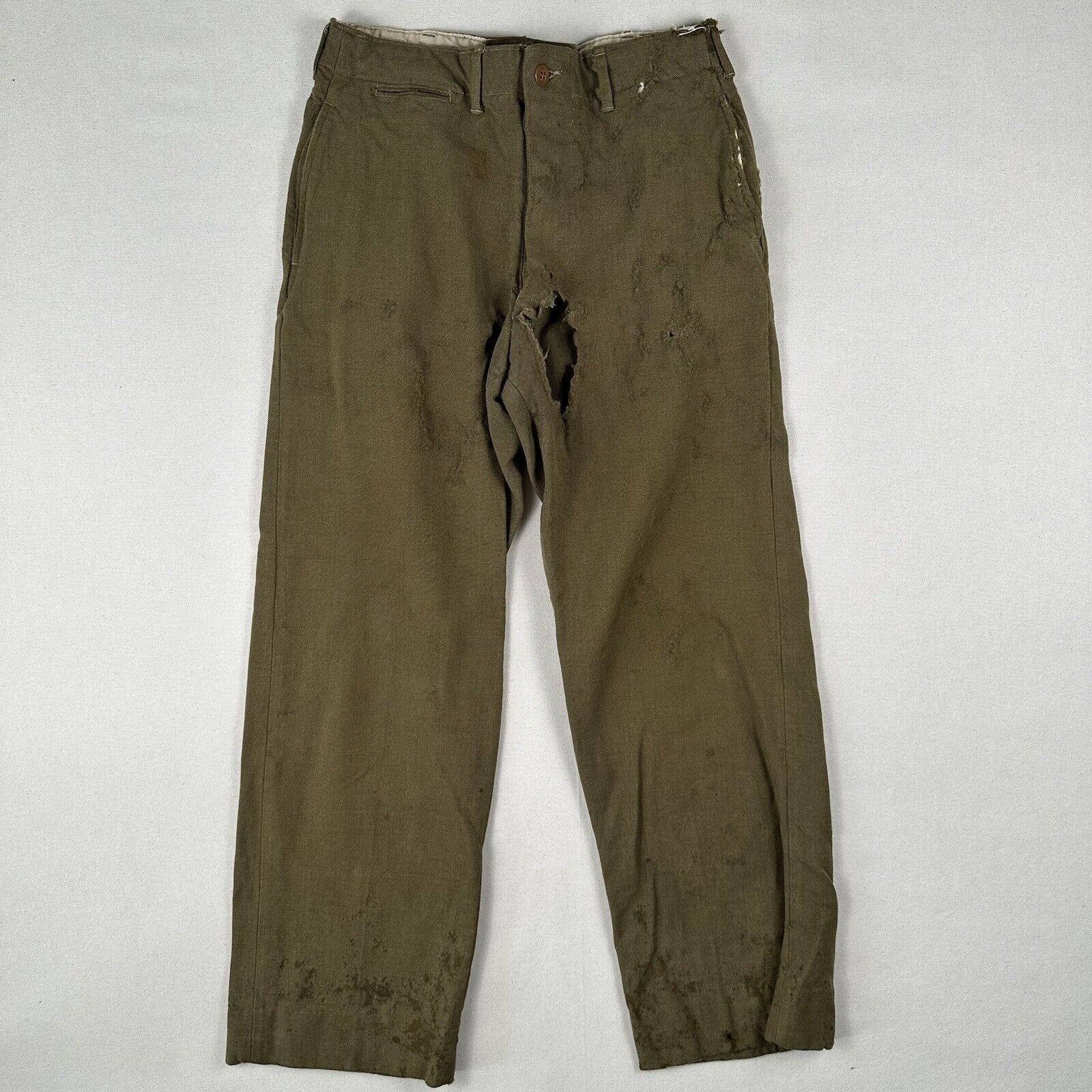 Ww2 WwII US Army Field Trousers Men’s 32x33 Wool OD Green Pants Named