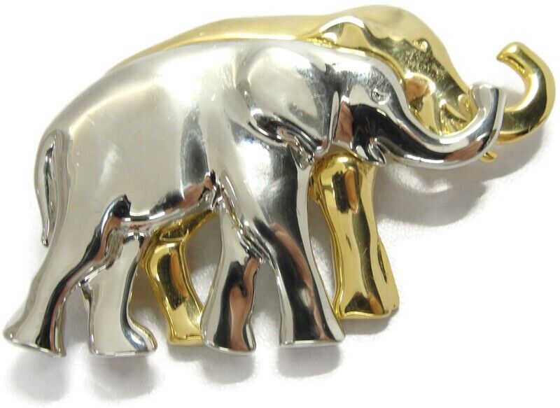 Lauren Conrad Silver And Gold Elephants Brooch Pin Marked LC
