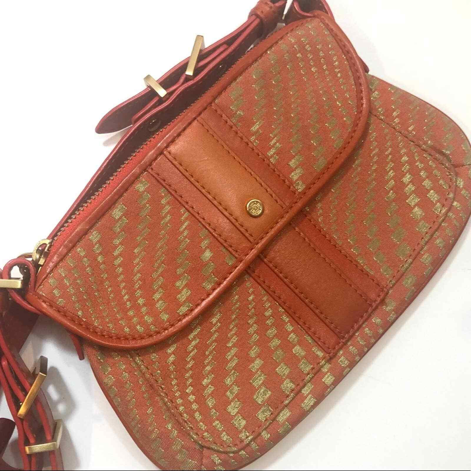 Cole Haan orange gold shoulder mini bag purse