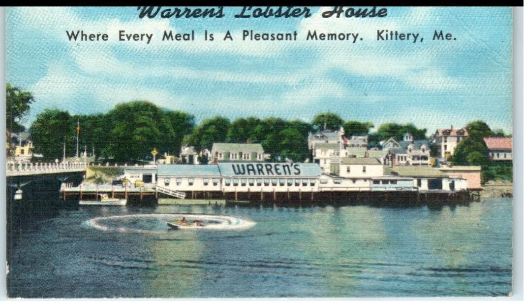 1940s Warren\'s Lobster House Kittery Main Linen Trade Card with Directions 177