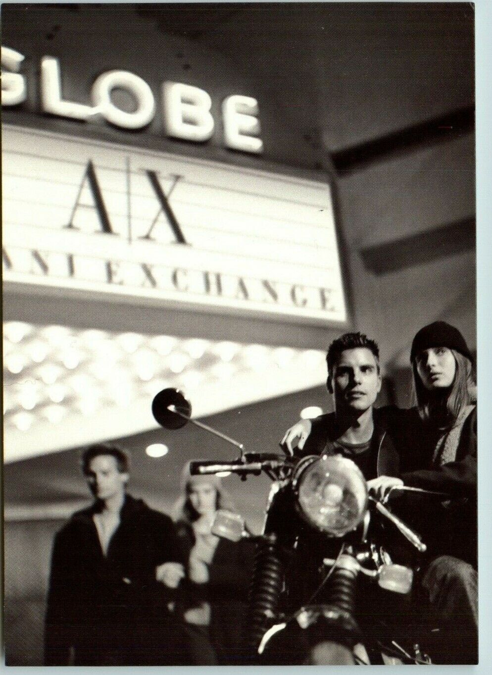 Armani Exchange Motorcycle Young couple  Postcard adverting vintage