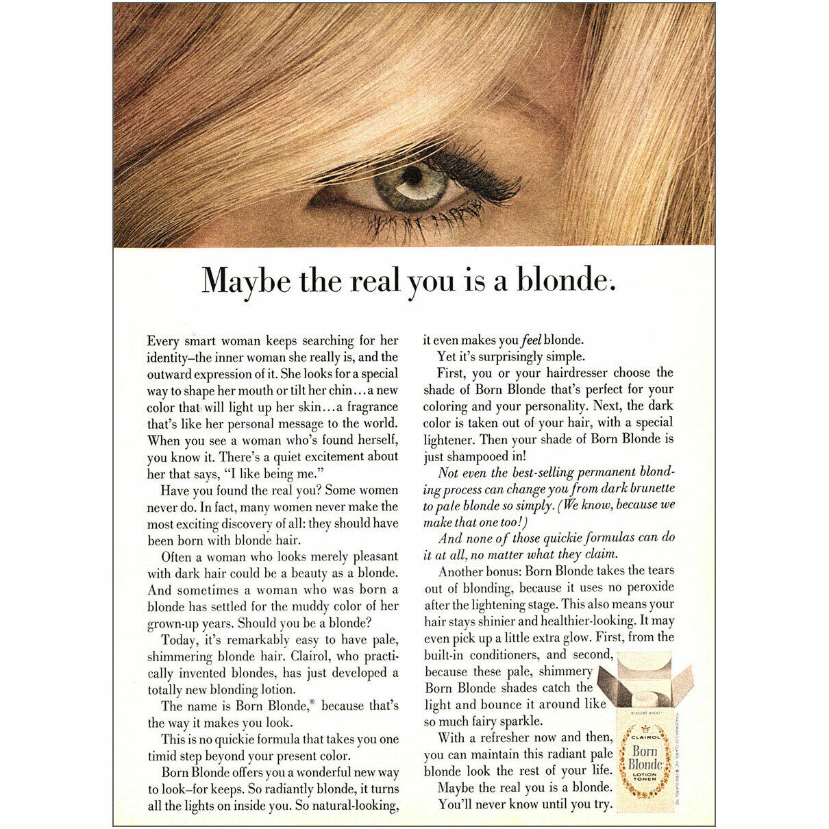 1966 Clairol Born Blonde: Maybe the Real You Vintage Print Ad