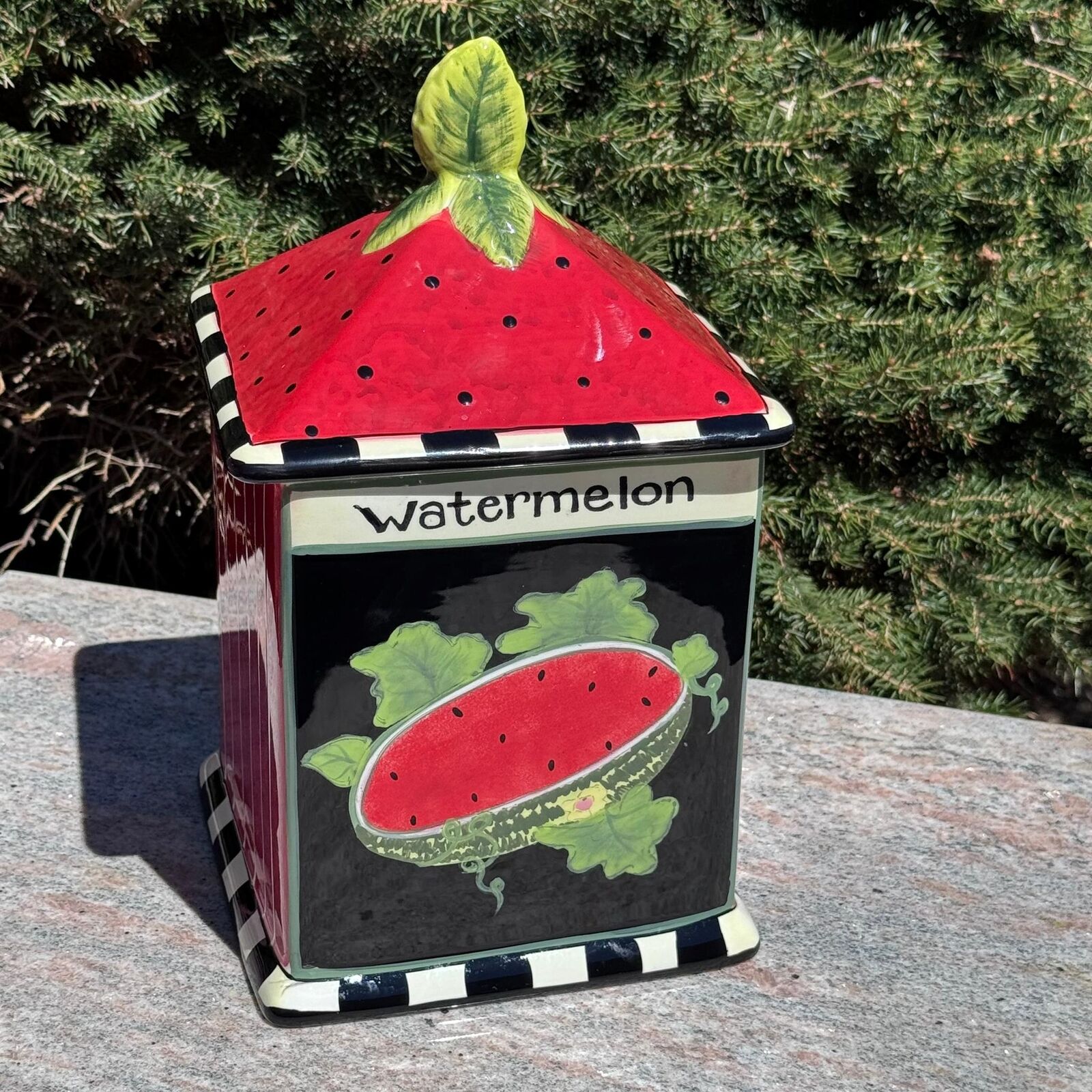 Vintage Certified International Susan Wingart Watermelon Seed Packet Canister