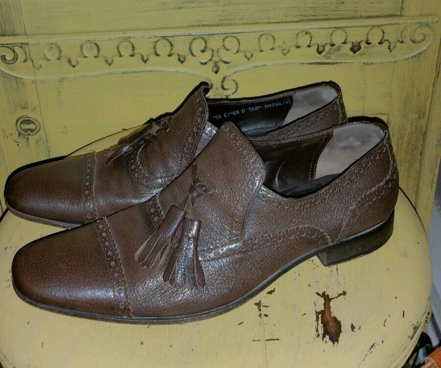 VINTAGE BALLY SWITZERLAND BROWN LEATHER MENS TASSEL LOAFERS DRESS SHOES 6.5 M 