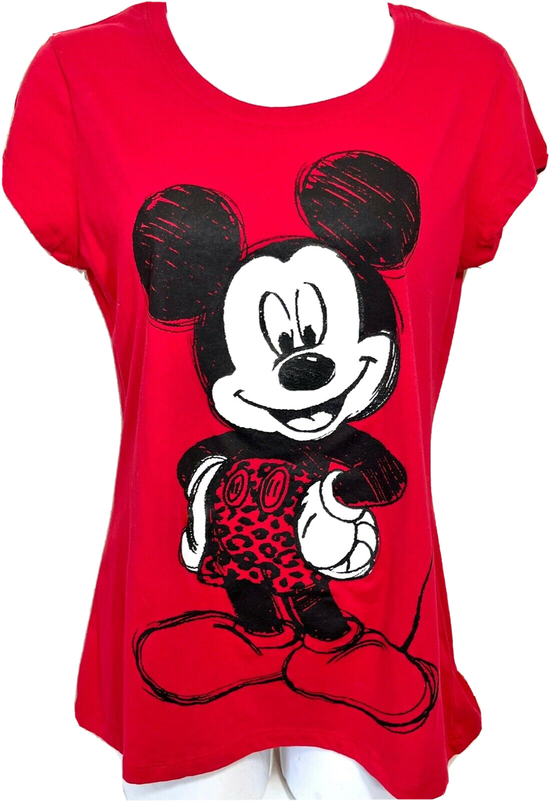 Disney MICKEY MOUSE T Shirt Red Cotton Blend Juniors Large 11-13