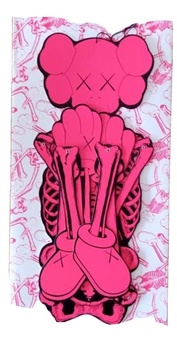 KAWS Skeleton Cut Out Art Piece.PINK.Authentic.RARE SOLD OUT New Mint Cond.