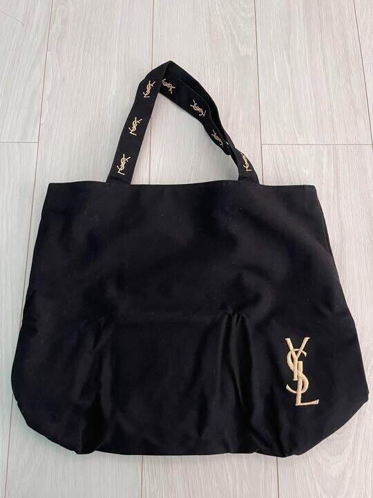 Yves Saint Laurent Black Canvas novelty Gift Parfums Tote Bag YSL shopping bag
