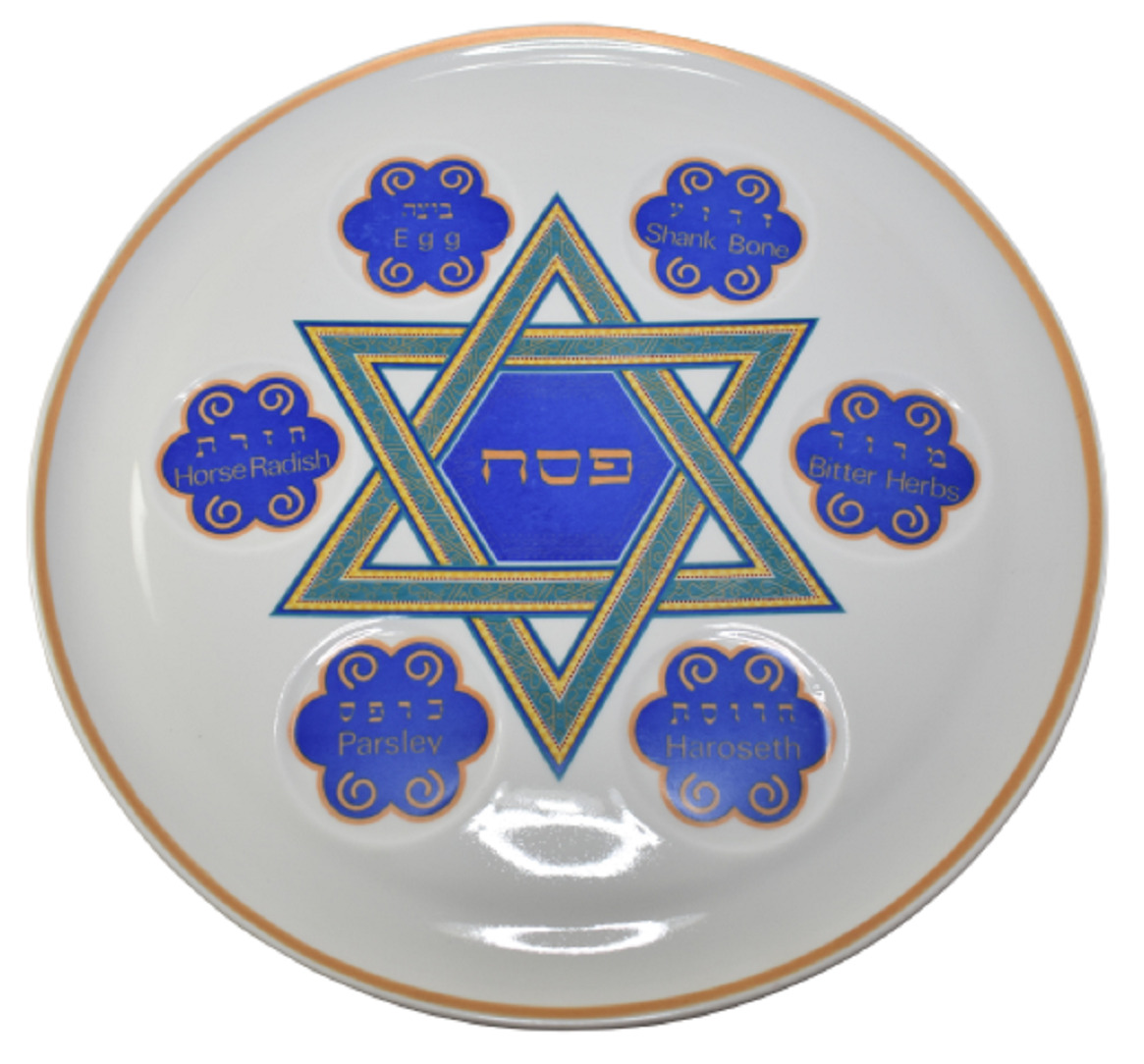 Vintage Classic Large Ceramic Passover Pesach Plate - Naama Fine China - Israel